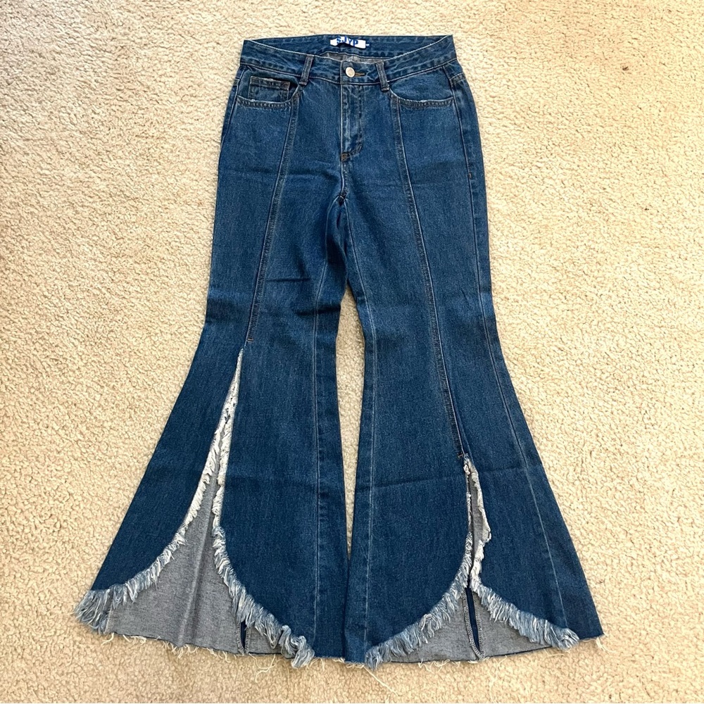 SJYP Blue Flared Bell Bottom Jeans
